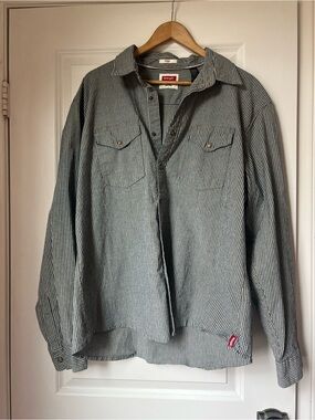 Wrangler Indigo Striped Snap-Front Western Shirt